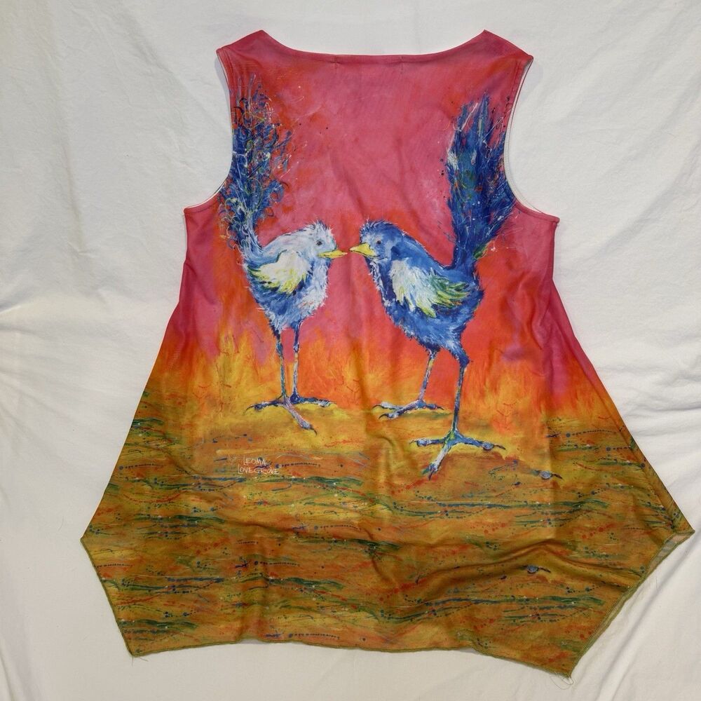 Leoma Lovegrove Tank Top Blouse Shirt Wearable Art Sand Piper Beach Colorful M - Picture 5 of 9